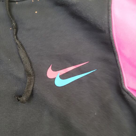 NIKE Swoosh Hoodie Womens Small 20x24 Black Spellout - Picture 14 of 15
